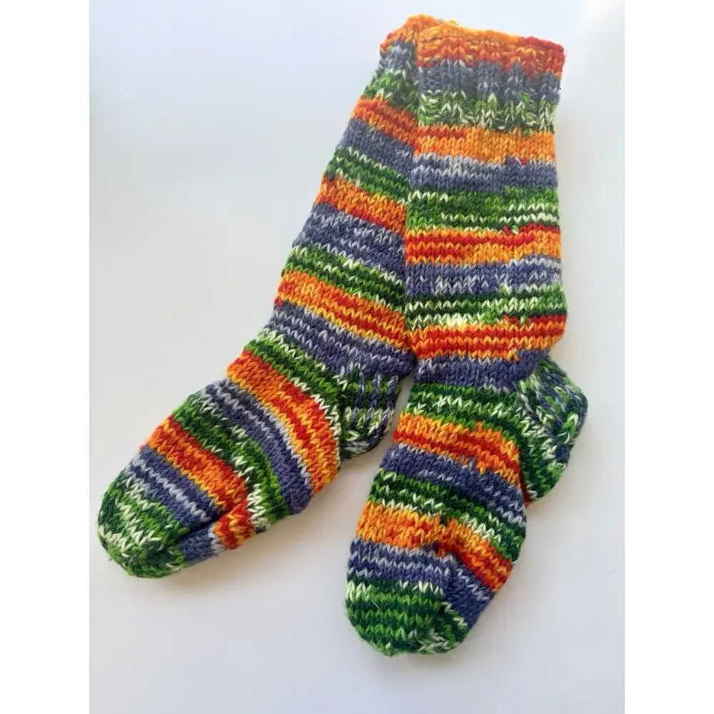 Darn Good Yarn Wool Slipper Socks COLORADO ROCKIES Rainbow Fleece Lined NWT